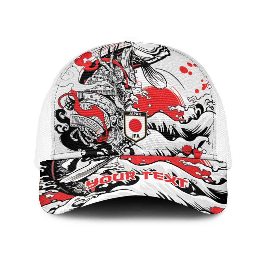 Personalized Football Japan Yatagarasu Mesh Trucker Cap White Samurai Tsunami Wave Pattern