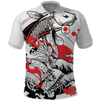 Personalized Football Japan Yatagarasu Polo Shirt White Samurai Tsunami Wave Pattern