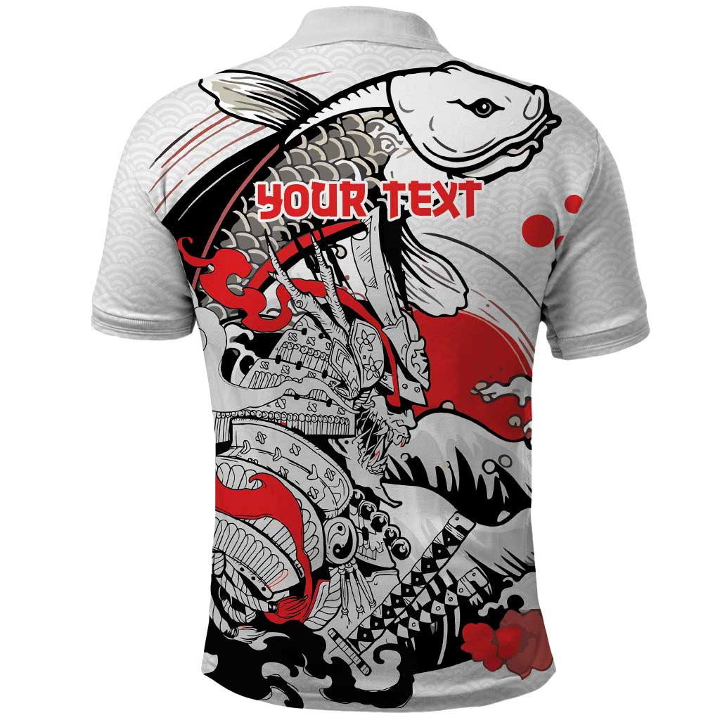 Personalized Football Japan Yatagarasu Polo Shirt White Samurai Tsunami Wave Pattern