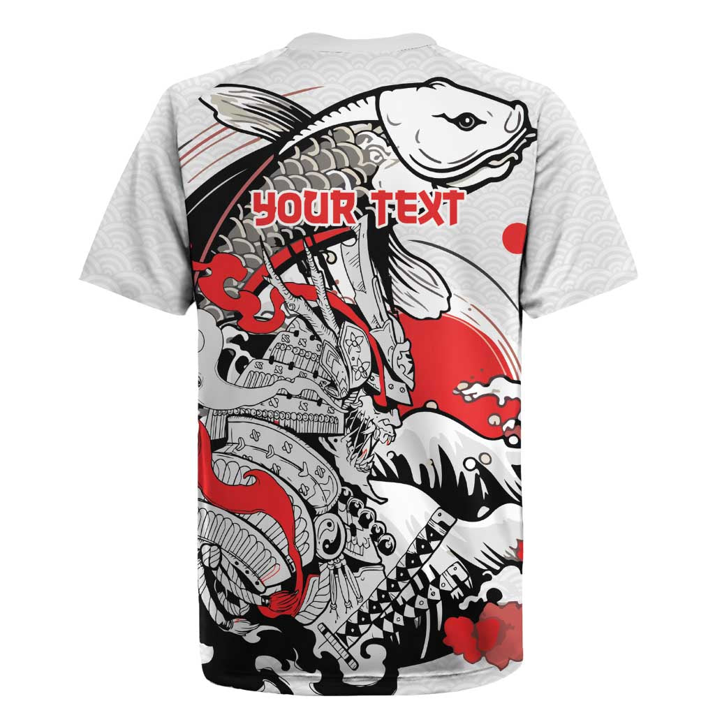 Personalized Football Japan Yatagarasu Rugby Jersey White Samurai Tsunami Wave Pattern
