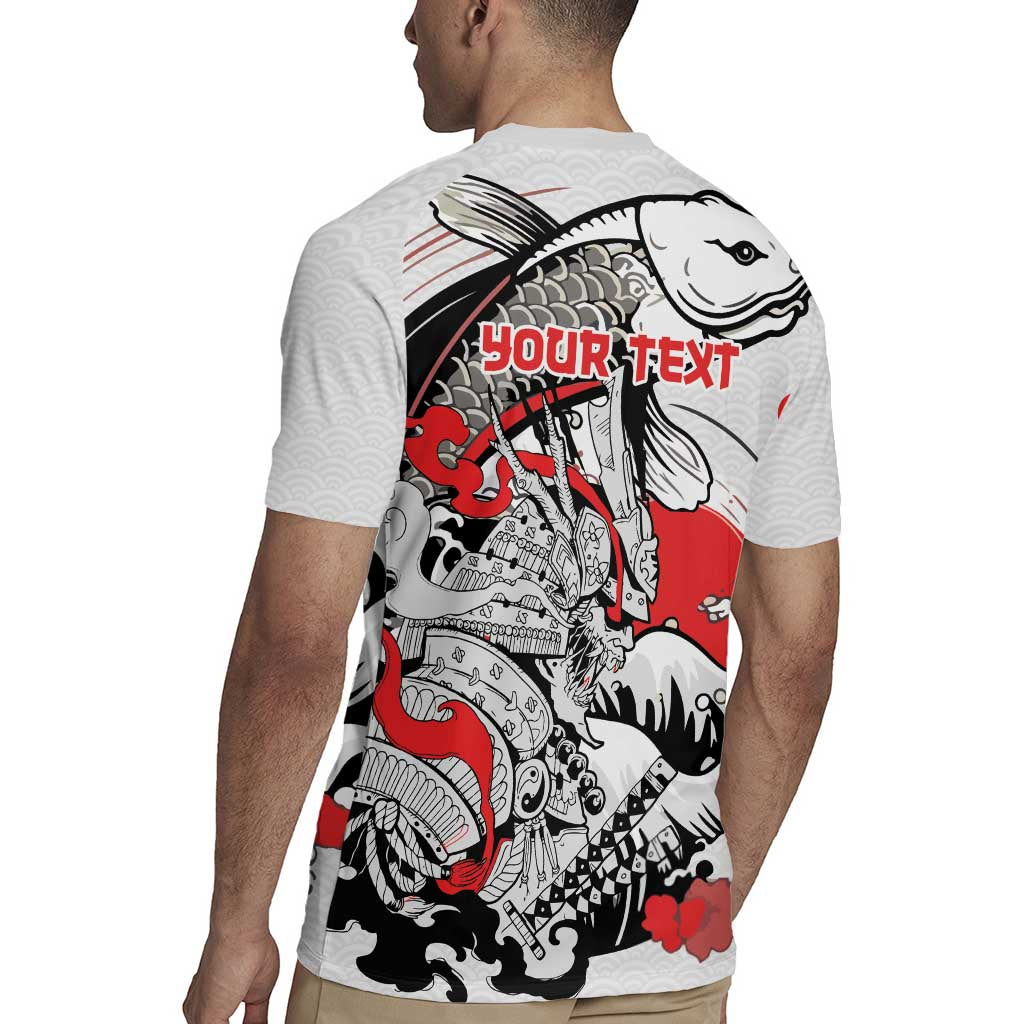 Personalized Football Japan Yatagarasu Rugby Jersey White Samurai Tsunami Wave Pattern