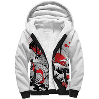 Personalized Football Japan Yatagarasu Sherpa Hoodie White Samurai Tsunami Wave Pattern