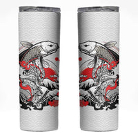 Personalized Football Japan Yatagarasu Skinny Tumbler White Samurai Tsunami Wave Pattern