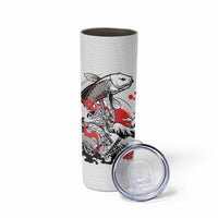 Personalized Football Japan Yatagarasu Skinny Tumbler White Samurai Tsunami Wave Pattern