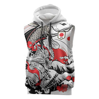 Personalized Football Japan Yatagarasu Sleeveless Hoodie White Samurai Tsunami Wave Pattern