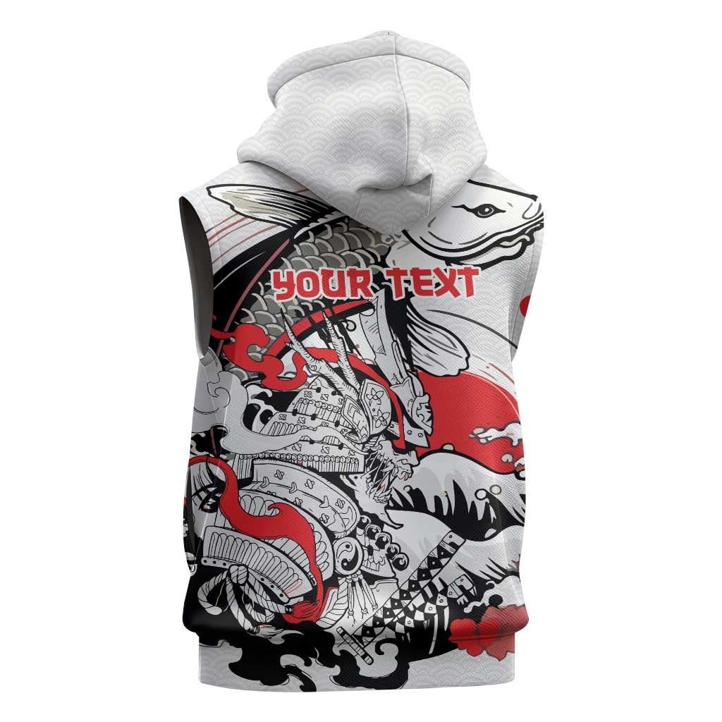 Personalized Football Japan Yatagarasu Sleeveless Hoodie White Samurai Tsunami Wave Pattern