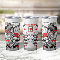 Personalized Football Japan Yatagarasu Tumbler Cup White Samurai Tsunami Wave Pattern