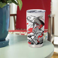 Personalized Football Japan Yatagarasu Tumbler Cup White Samurai Tsunami Wave Pattern