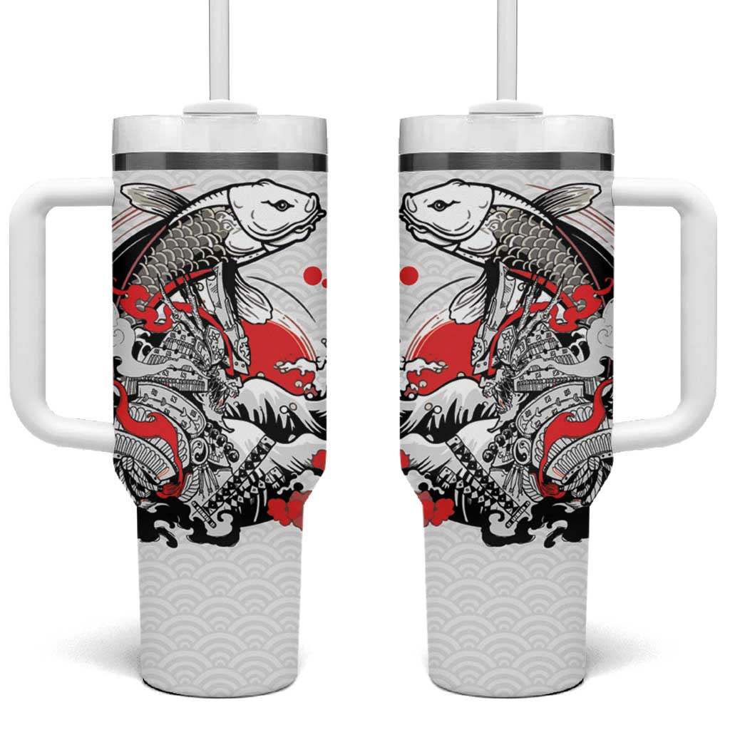 Personalized Football Japan Yatagarasu Tumbler With Handle White Samurai Tsunami Wave Pattern