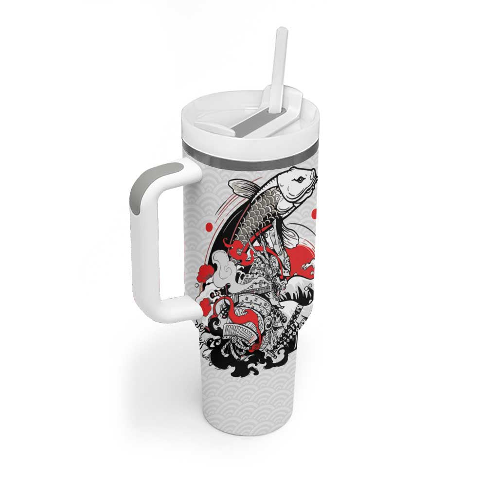 Personalized Football Japan Yatagarasu Tumbler With Handle White Samurai Tsunami Wave Pattern