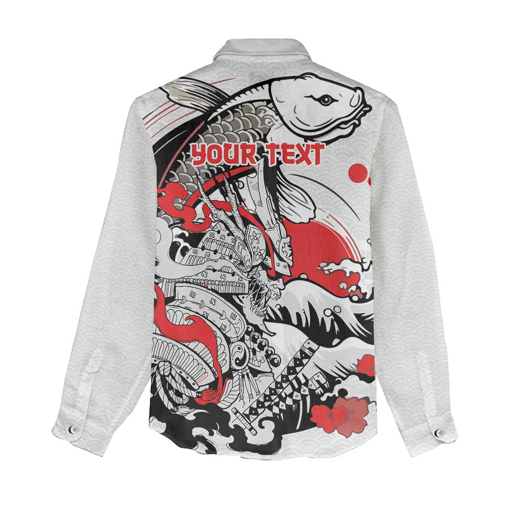 Personalized Football Japan Yatagarasu Women Casual Shirt White Samurai Tsunami Wave Pattern