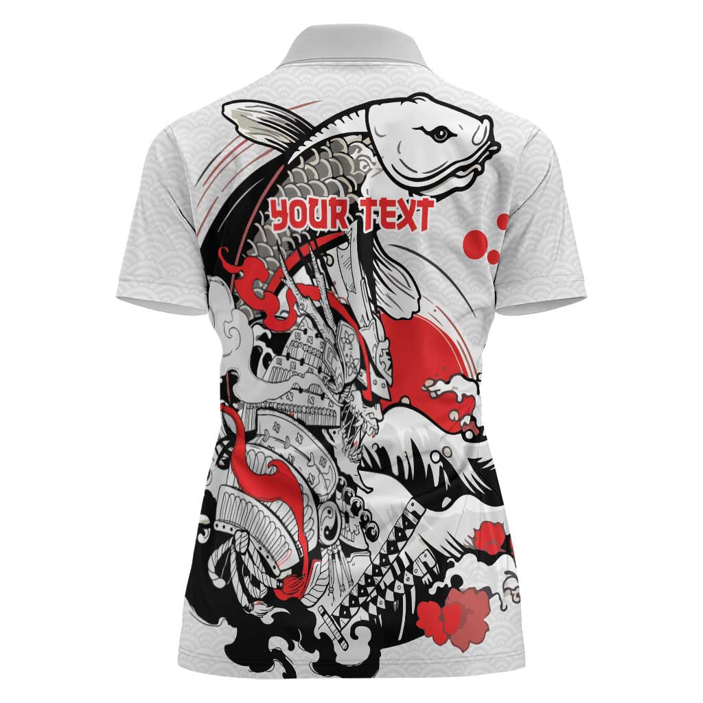 Personalized Football Japan Yatagarasu Women Polo Shirt White Samurai Tsunami Wave Pattern