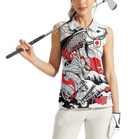 Personalized Football Japan Yatagarasu Women Sleeveless Polo Shirt White Samurai Tsunami Wave Pattern