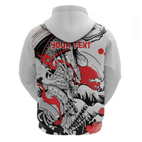 Personalized Football Japan Yatagarasu Zip Hoodie White Samurai Tsunami Wave Pattern
