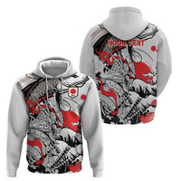Personalized Football Japan Yatagarasu Zip Hoodie White Samurai Tsunami Wave Pattern