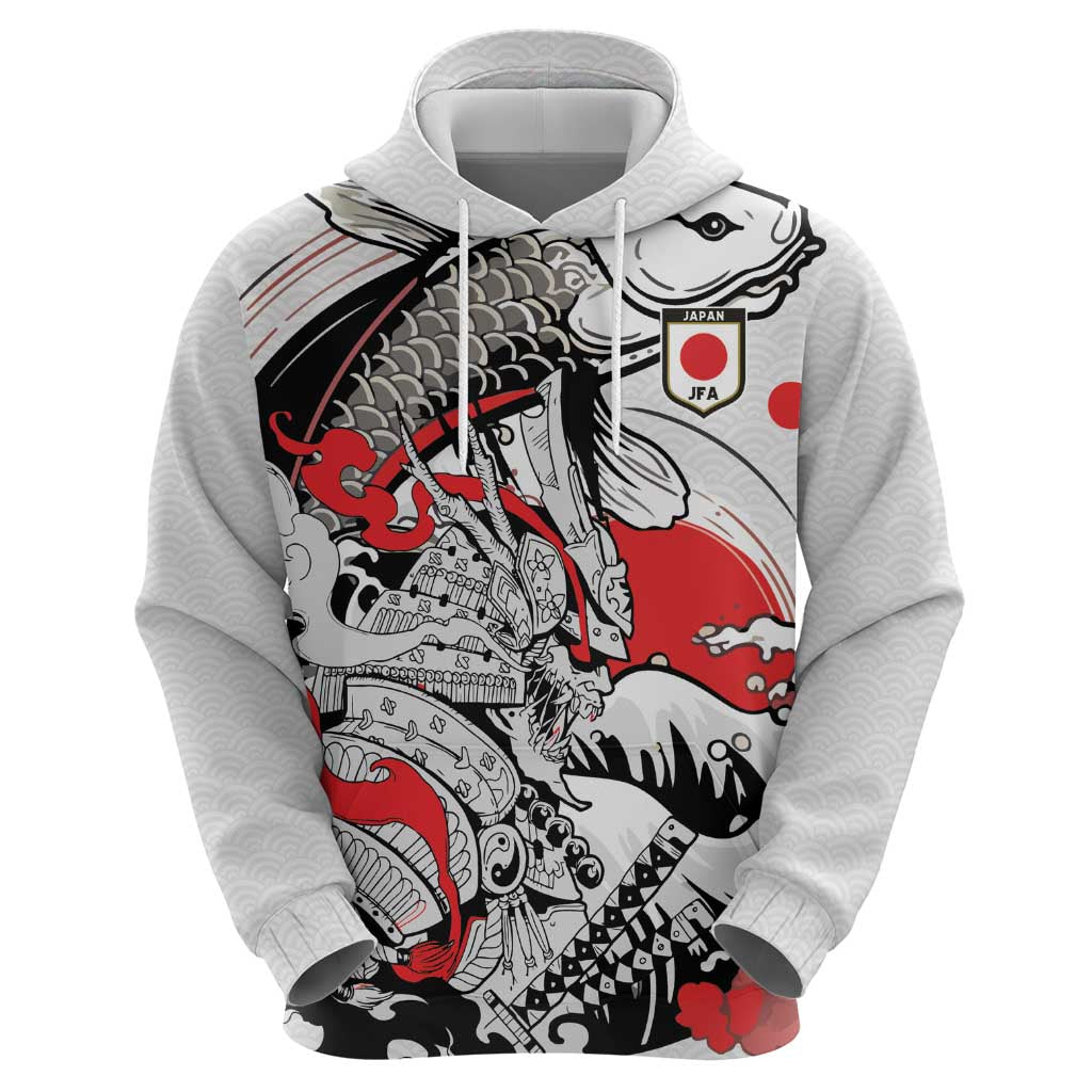 Personalized Football Japan Yatagarasu Zip Hoodie White Samurai Tsunami Wave Pattern