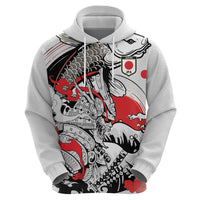 Personalized Football Japan Yatagarasu Zip Hoodie White Samurai Tsunami Wave Pattern