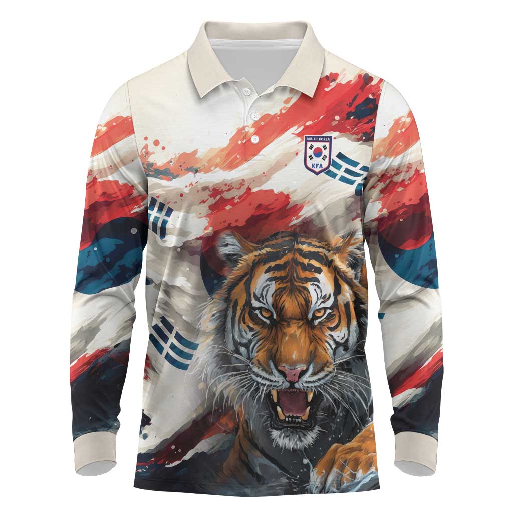 South Korea Football Champions Long Sleeve Polo Shirt Tigers of Asia