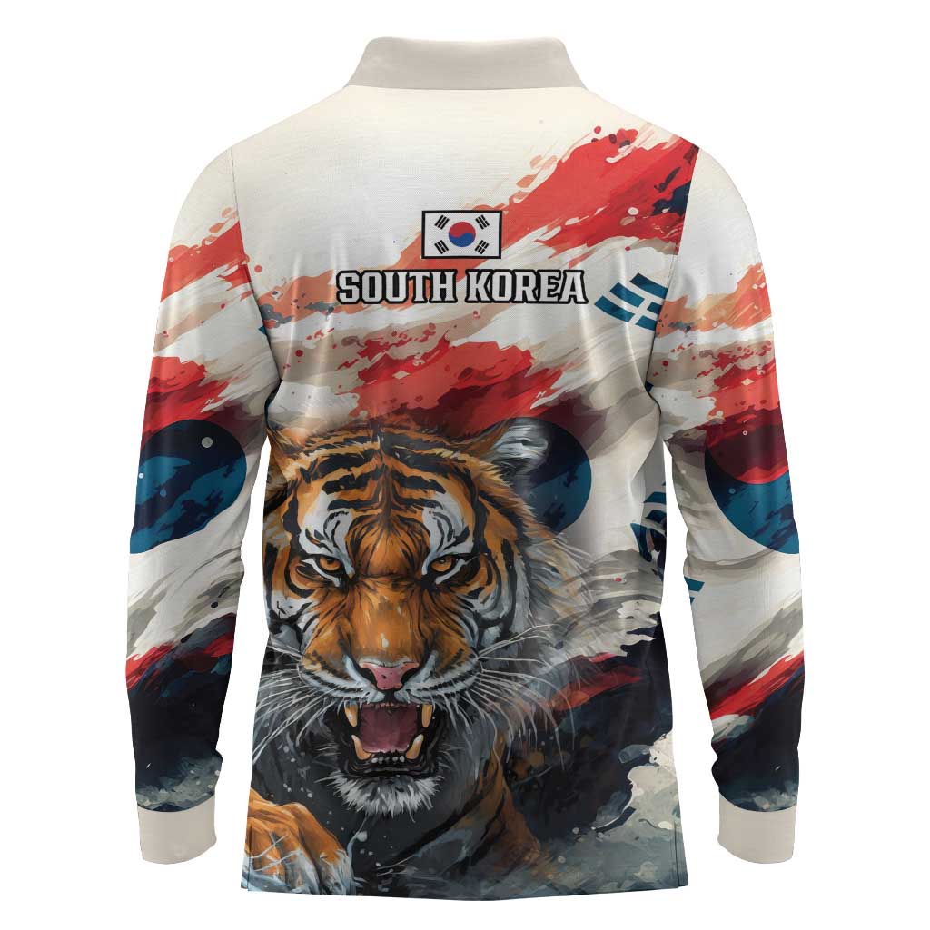 South Korea Football Champions Long Sleeve Polo Shirt Tigers of Asia