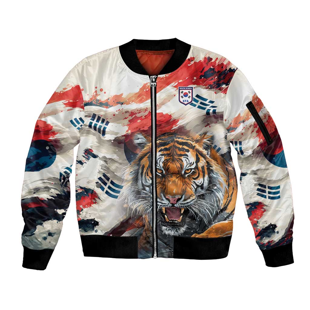 South Korea Football Champions Sleeve Zip Bomber Jacket Tigers of Asia