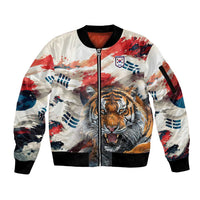 South Korea Football Champions Sleeve Zip Bomber Jacket Tigers of Asia
