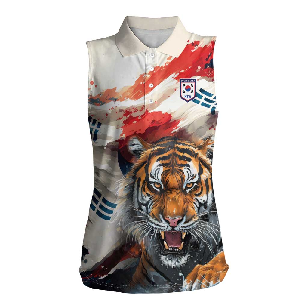South Korea Football Champions Women Sleeveless Polo Shirt Tigers of Asia
