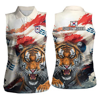 South Korea Football Champions Women Sleeveless Polo Shirt Tigers of Asia