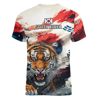 South Korea Football Champions Women V-Neck T-Shirt Tigers of Asia