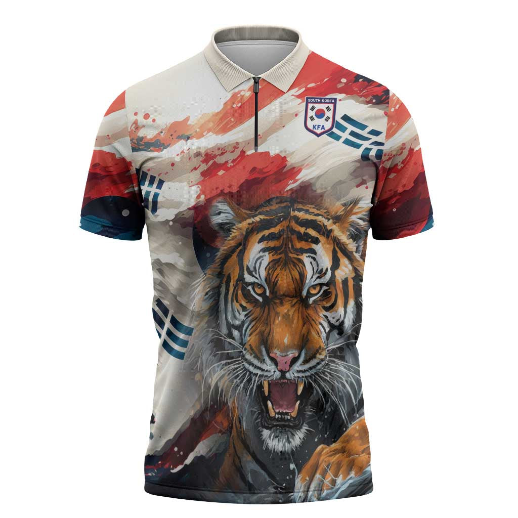 South Korea Football Champions Zipper Polo Shirt Tigers of Asia