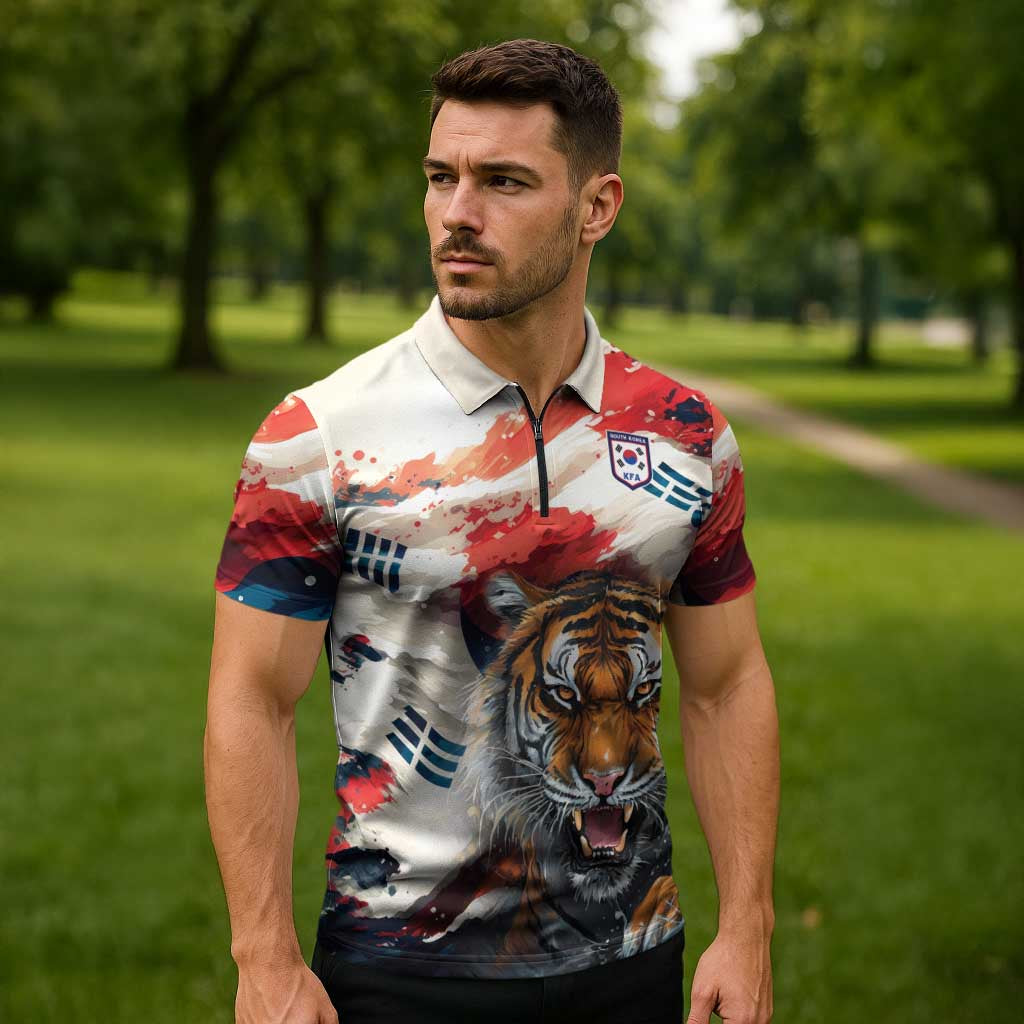 South Korea Football Champions Zipper Polo Shirt Tigers of Asia