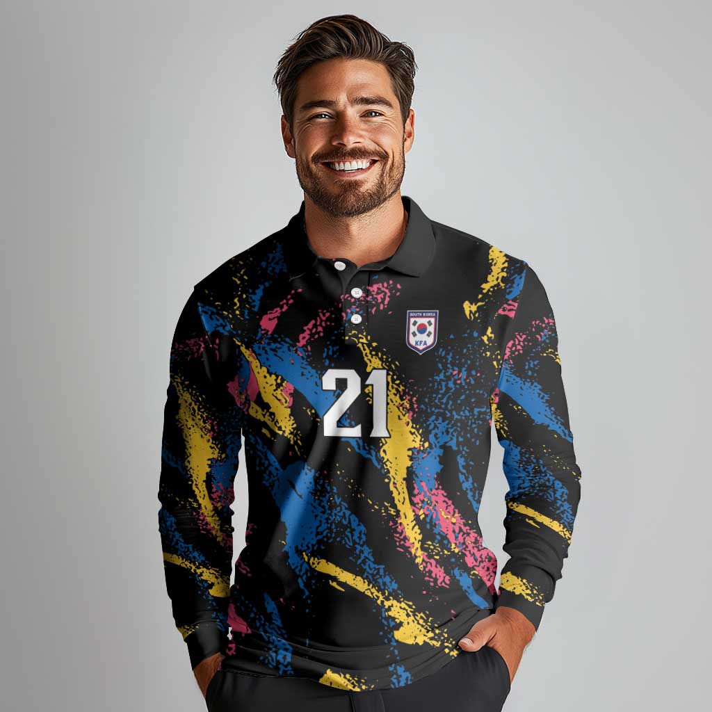 Custom Football South Korea WC26 Long Sleeve Polo Shirt Taegeuk Warriors Retro 2022