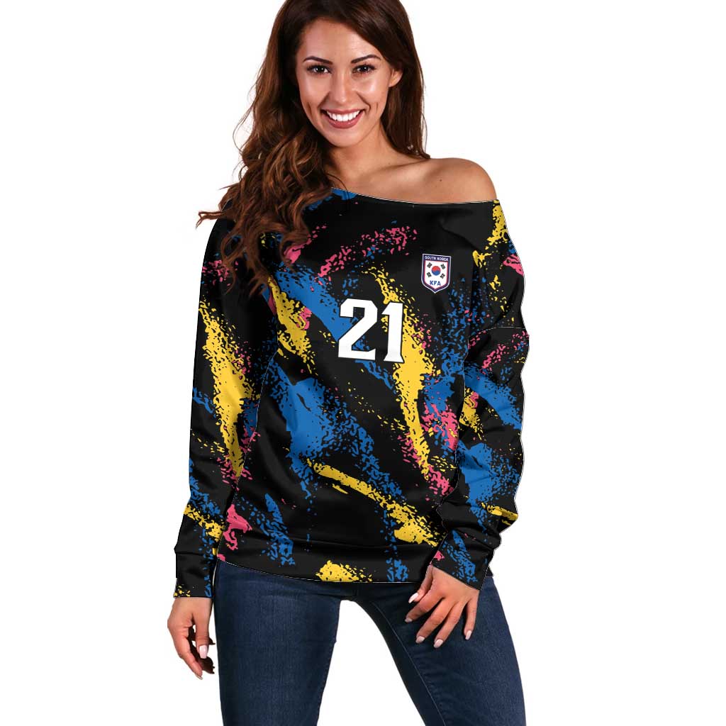 Custom Football South Korea WC26 Off Shoulder Sweater Taegeuk Warriors Retro 2022