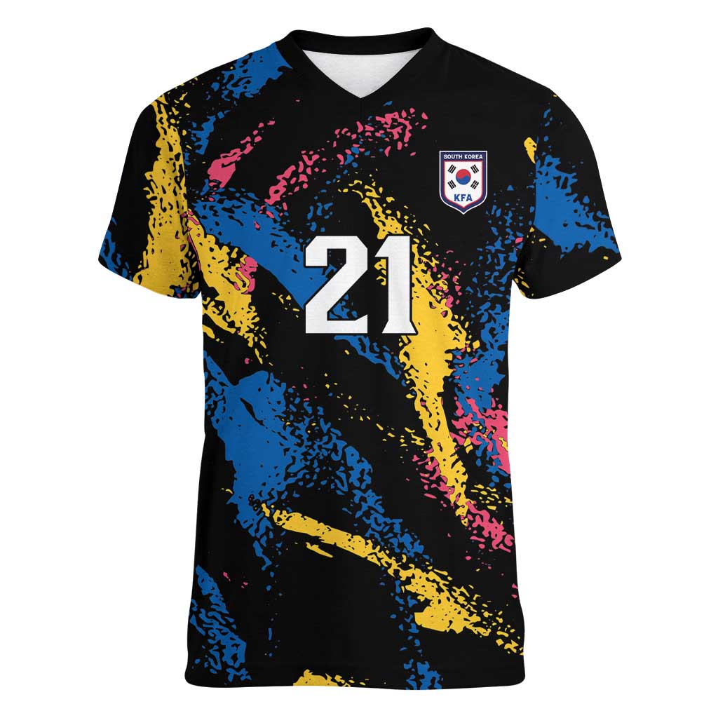 Custom Football South Korea WC26 Women V-Neck T-Shirt Taegeuk Warriors Retro 2022