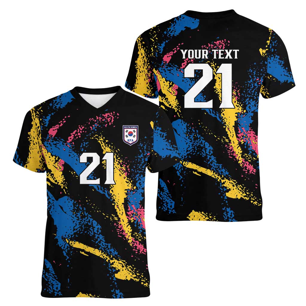 Custom Football South Korea WC26 Women V-Neck T-Shirt Taegeuk Warriors Retro 2022