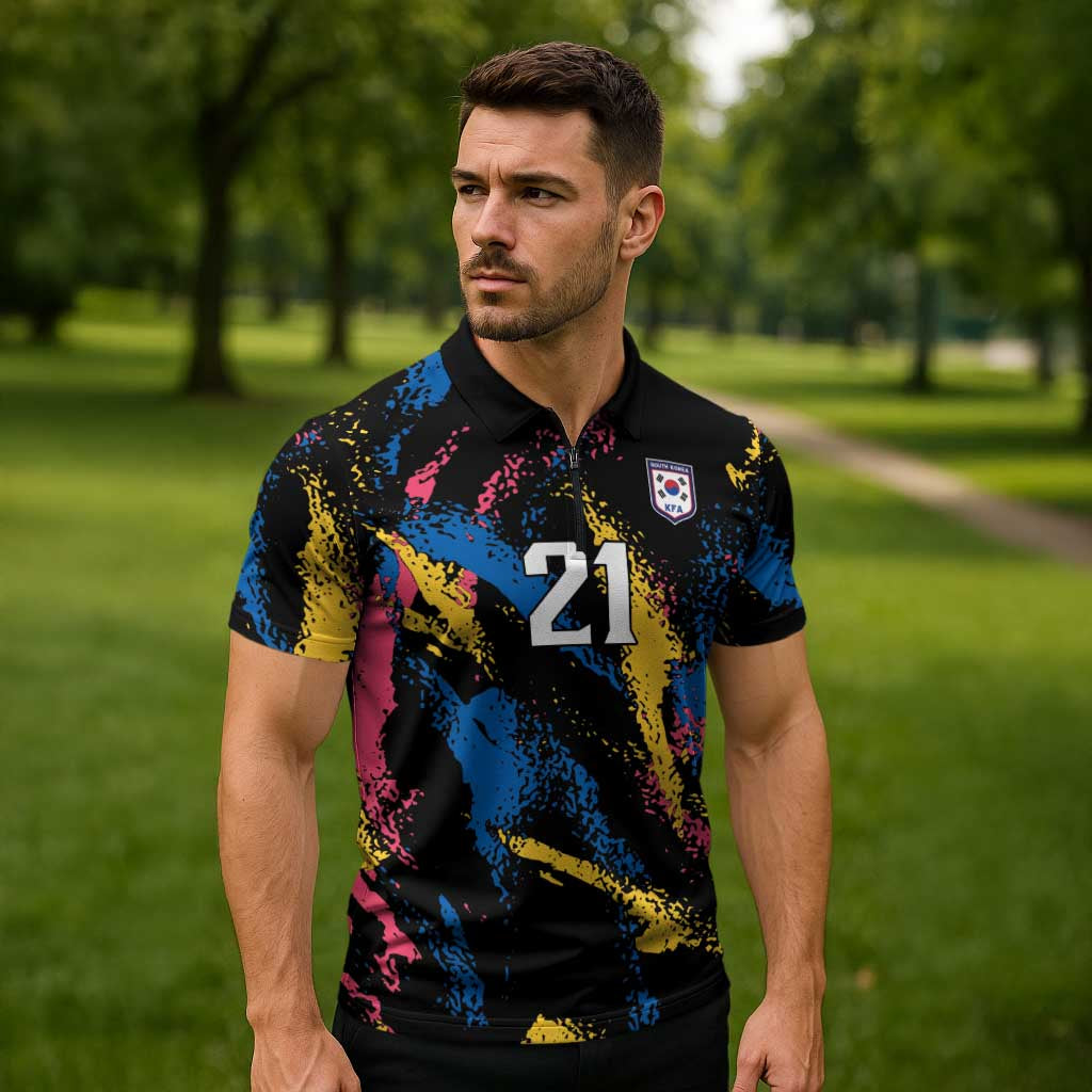 Custom Football South Korea WC26 Zipper Polo Shirt Taegeuk Warriors Retro 2022