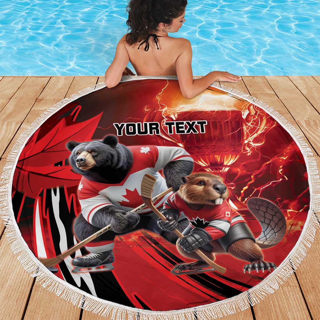 Canada Ice Hockey Champions Personalized Beach Blanket Proud Member of the Eh Team