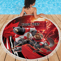 Canada Ice Hockey Champions Personalized Beach Blanket Proud Member of the Eh Team
