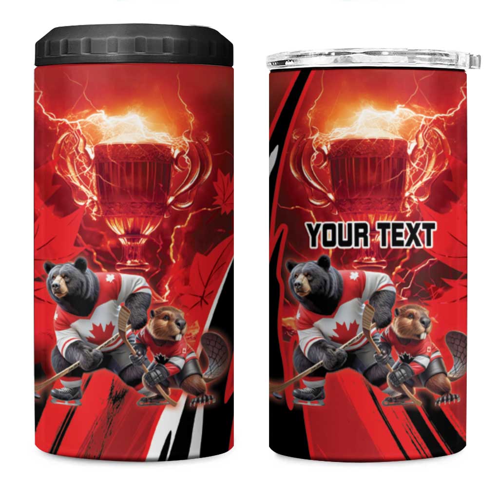 Canada Ice Hockey Champions Personalized 4 in 1 Can Cooler Tumbler Proud Member of the Eh Team