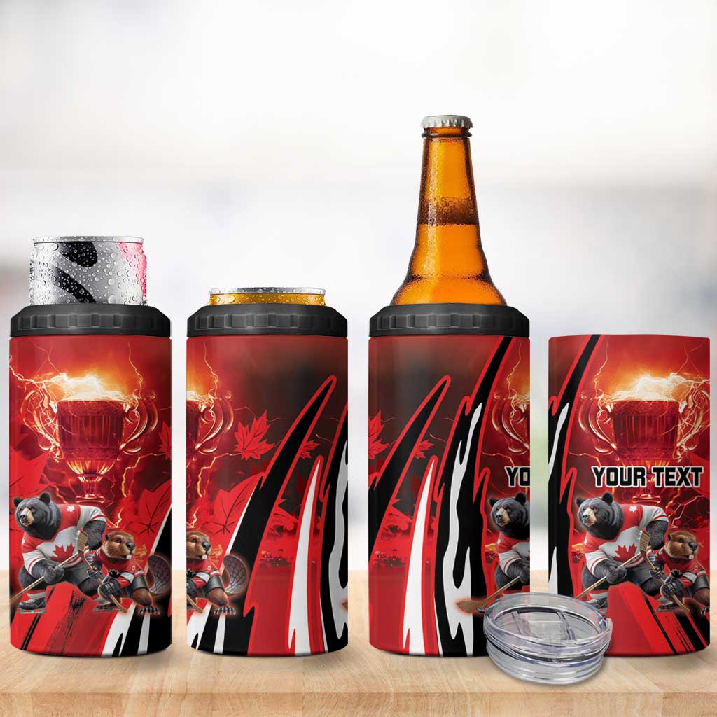 Canada Ice Hockey Champions Personalized 4 in 1 Can Cooler Tumbler Proud Member of the Eh Team