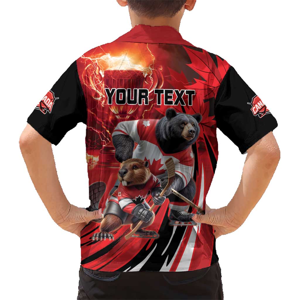 Canada Ice Hockey Champions Personalized Family Matching Short Sleeve Bodycon Dress and Hawaiian Shirt Proud Member of the Eh Team