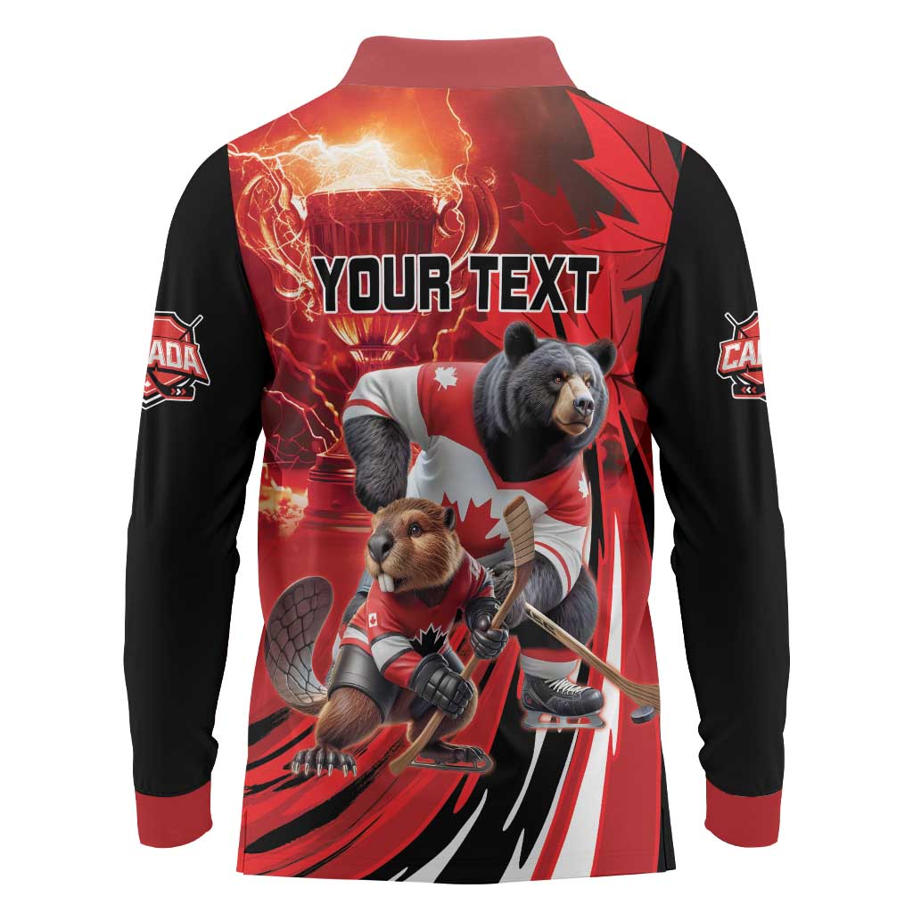 Canada Ice Hockey Champions Personalized Long Sleeve Polo Shirt Proud Member of the Eh Team