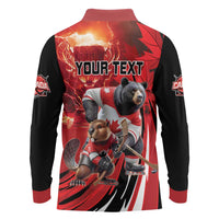 Canada Ice Hockey Champions Personalized Long Sleeve Polo Shirt Proud Member of the Eh Team