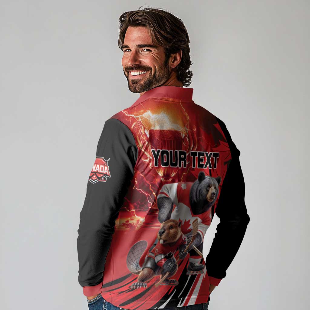 Canada Ice Hockey Champions Personalized Long Sleeve Polo Shirt Proud Member of the Eh Team