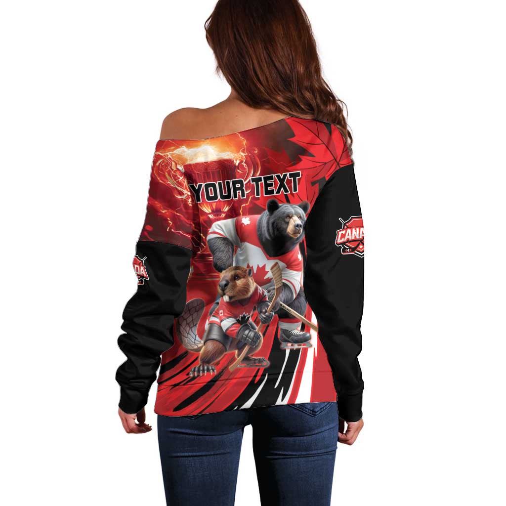 Canada Ice Hockey Champions Personalized Off Shoulder Sweater Proud Member of the Eh Team