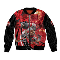 Canada Ice Hockey Champions Personalized Sleeve Zip Bomber Jacket Proud Member of the Eh Team