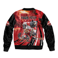 Canada Ice Hockey Champions Personalized Sleeve Zip Bomber Jacket Proud Member of the Eh Team