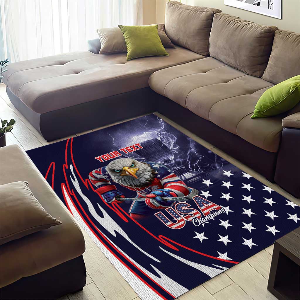 United States Ice Hockey Champions Personalized Area Rug Lets Go Boy USA Goal