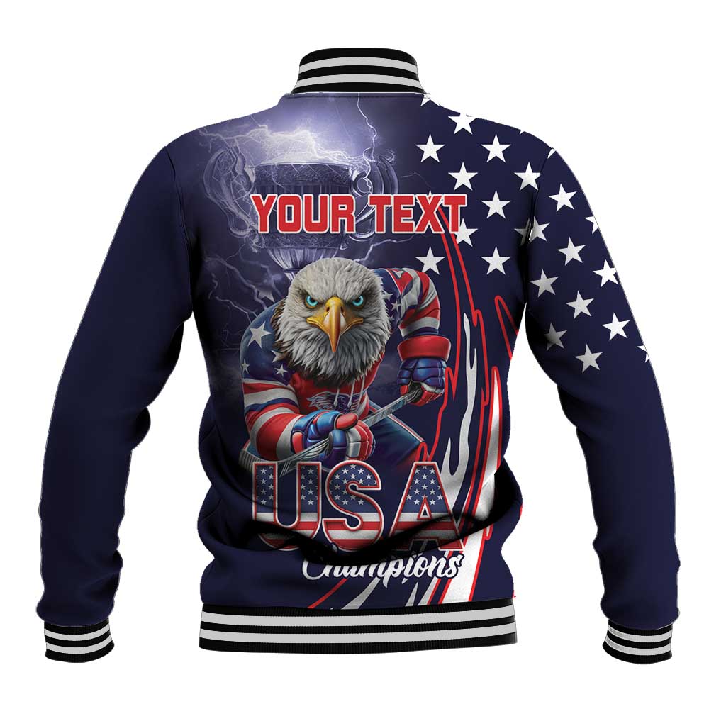 United States Ice Hockey Champions Personalized Baseball Jacket Lets Go Boy USA Goal