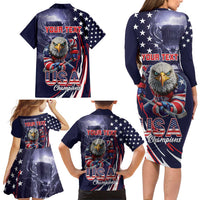 United States Ice Hockey Champions Personalized Family Matching Long Sleeve Bodycon Dress and Hawaiian Shirt Lets Go Boy USA Goal