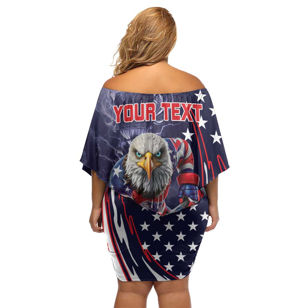United States Ice Hockey Champions Personalized Family Matching Off Shoulder Short Dress and Hawaiian Shirt Lets Go Boy USA Goal